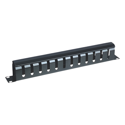Organizador de Cables Horizontal de 1U para Rack de 19" con Cubierta Metálica
