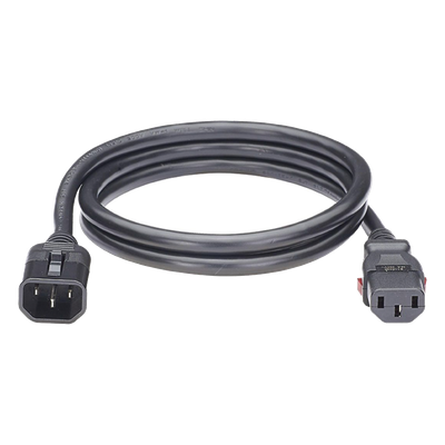 Cable de Alimentación Eléctrica Con Bloqueo de Seguridad, de IEC C14 a IEC C13, 1.8 Metros de Largo, Color Negro, Paquete de 10 Piezas