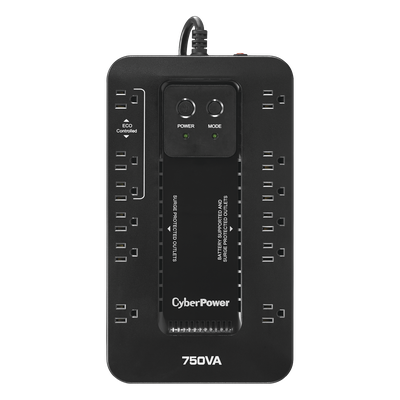 UPS de 750 VA/450 W, Topología Standby con Modo Ahorrador ECO, Entrada 120 Vca NEMA 5-15P, Con 12 Tomas NEMA 5-15R 