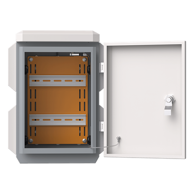 Gabinete de Acero Ventilado para Exterior 180 x 340 x 160 mm con Rieles DIN y 4 Placas Laterales para Montaje de Equipos por Fuera - Imagen 3