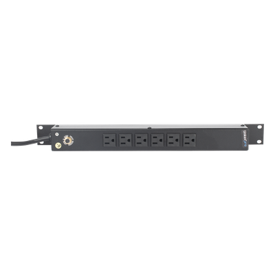 Multicontacto Horizontal (PDU) de 6 Contactos (NEMA 5-15R) Rack 19" 1UR. Voltaje Entrada/Salida: 120Vca/15A
