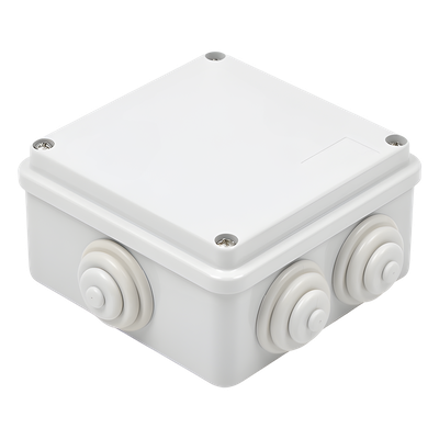 Caja Estanca de PVC Para Derivación y Conexión, 6 Entradas, Tapa Atornillada,100x100x50 mm (Área Interna), Uso Exterior IP55, Material que no Propaga el Fuego y Libre de Hálogenos