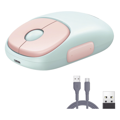 Mouse Inalámbrico FUN | Recargable| 2.4G & Bluetooth | 4 Niveles de DPI | Silencioso | Ergonómico | 5 Botones | Compatible con Windows, macOS 10.5, Android iOS Linux y Chrome OS | Color Rosa. - Imagen 4