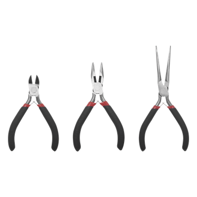 Juego de 3 Mini Pinzas de Corte de 5". Incluye: Pinza de Punta Redonda, Diagonal y Punta de Aguja.