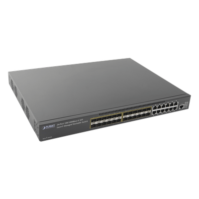 Switch Core Capa 3 de 24 Puertos SFP 1Gbps con 12 Puertos RJ-45 1Gbps Compartidos + 2 Slots de expansión