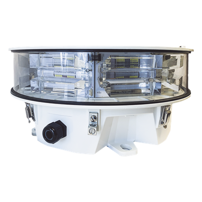 Luz de Obstáculo Lonestar FAA Media Intensidad / LED Tipo L864-L865 / 20.000 cd Blanco - 2.000 cd Rojo / Infrarrojo 246 mW/sr / Sincronización GPS Opcional / Monitoreo SNMP / Garantía 5 Años