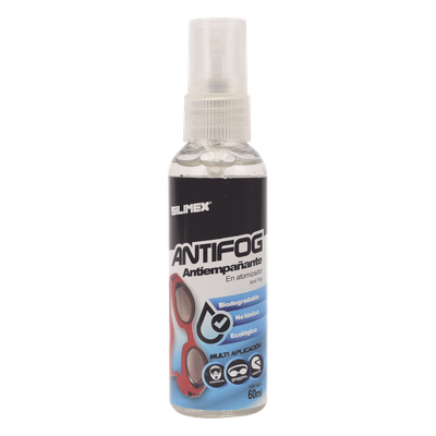 Antiempañante, ideal para eliminar problemas de empañamiento en googlees, mascaras, cascos, lentes, bote 60 ml