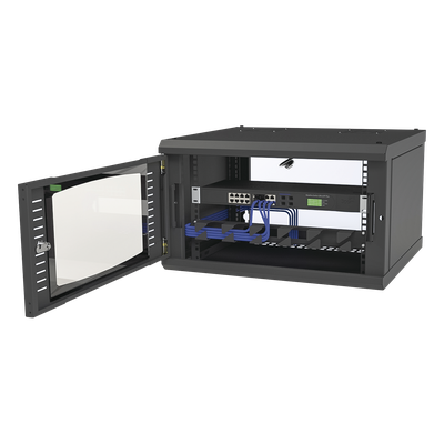 Gabinete para Montaje en Pared, con Puerta de Cristal Templado, Cuerpo Fijo, con 6 Unidades de Rack, de 19in, Fabricado en Acero - Imagen 6