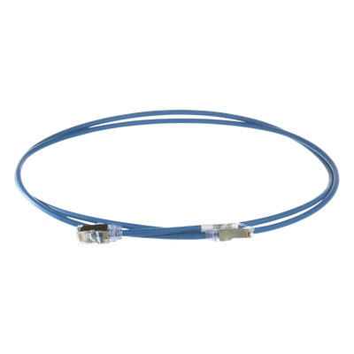 Patch Cord Cat6A, Diametro Reducido 28 AWG, Blindado S/FTP, CM/LS0H, 1.5 Metros (4.92 Pies), Color Azul