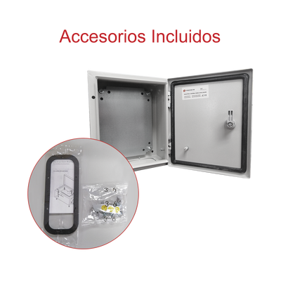 Gabinete de Acero IP66 Uso en Intemperie (300 x 400 x 200 mm) con Placa Trasera Interior de Metal y Compuerta Inferior Atornillable (Incluye Chapa y Llave T). - Imagen 9