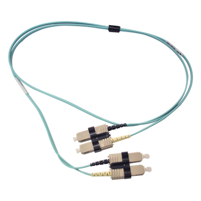 Jumper de Fibra Óptica Multimodo 50/125 OM3 XGLO, SC-SC Duplex, OFNR, Color Aqua, 1 Metro (3.28 Pies) - Imagen 2