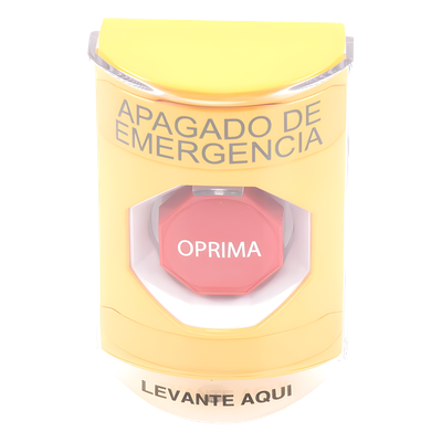 Botón de Apagado de Emergencia, Texto en Español, Tapa Protectora de Policarbonato Súper Resistente, Restablecimiento con Llave - Imagen 4