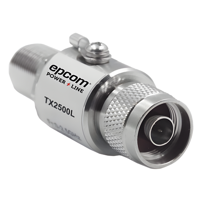 Protector de Línea Coaxial, tipo tubo de gas y paso de C.D., para 0-2.5 GHz, 750W y 0.2 dB de Perdida por Inserción