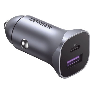 Cargador de Auto 30W | 2 Puertos USB-A y USB-C | Carga Rápida | Compatible con Vehículos de 12 y 24 VCD | PD3.0, QC4.0, SCP, PPS | Indicador Led | Diseño Compacto | Chip Inteligente | Caja de Aluminio