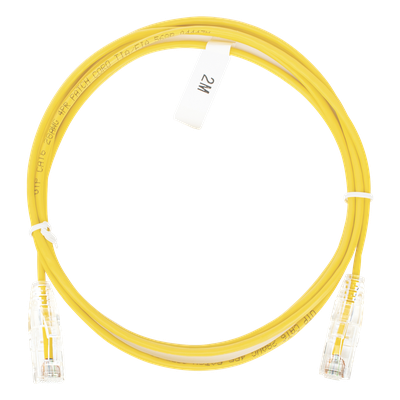 Cable de Parcheo Slim UTP Cat6 - 2 Metros (6.56 Pies) Amarillo Diámetro Reducido (28 AWG)