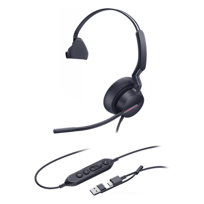 Auriculares Yealink UH46 Mono con cancelación de ruido por IA para Microsoft Teams, USB-C/A e indicador de ocupado - Imagen 4