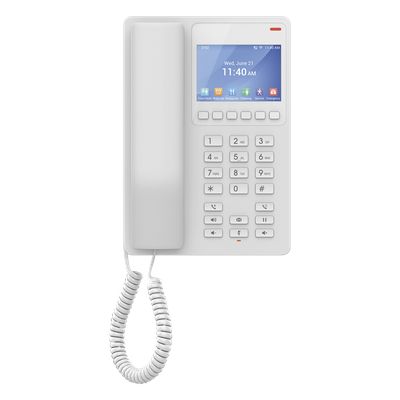 Teléfono IP WiFi Hotelero con pantalla LCD a color, 2 líneas SIP con 2 cuentas, codec Opus, IPV4/IPV6, color blanco, con gestión en la nube GDMS - Imagen 5