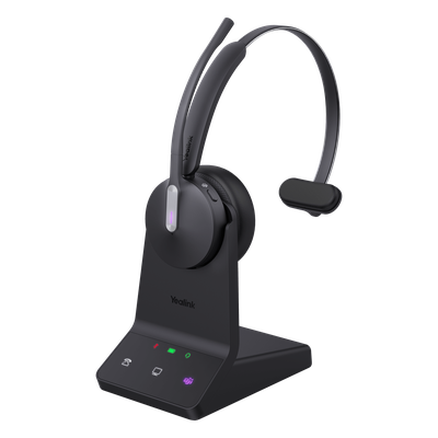 Auriculares mono Yealink WH64 edición MS/ Base DECT y auriculares con Bluetooth integrado/ Cancelación de ruido con 3 micrófonos/ Hasta 32 horas de conversación