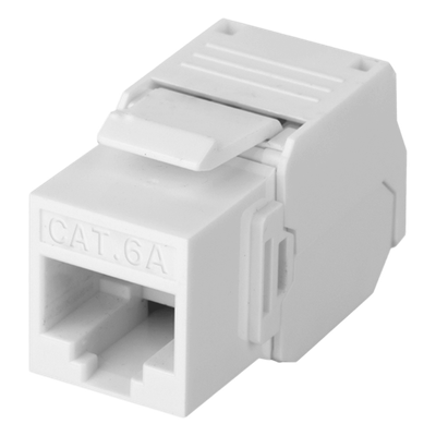 Módulo Jack Keystone Cat6A (Toolless), con Terminación en Ángulo 180 Grados Color Blanco, Compatible con Faceplate y Patchpanel Linkedpro