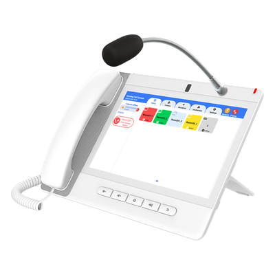 Teléfono IP Color Blanco Android 9.0 Empresarial para voceo 20 líneas SIP, pantalla táctil, Wi-Fi y Bluetooth, PoE, Voceo/ Musica por Multicast, puertos Gigabit, Sofware de Enfermeria - Imagen 5