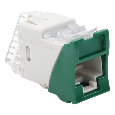 Jack UltraMAX Cat5e, UTP, Montaje Híbrido en Placa de Pared (Plano y Angulado), Color Verde, Punch Down - Imagen 6