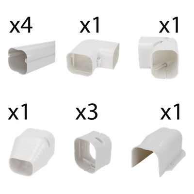 Kit de Canaletas Para la Organización de Tuberías y Cables Eléctricos en Instalaciones de Aire Acondicionado, Uso en Interiores y Exteriores, PVC Rígido, Ideal Para Minisplit, Contenido de Kit (11 Piezas), (3000-00000) - Imagen 4