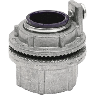 Conector Meyers de Aluminio de 2" con tornillo de puesta a tierra, disponible para Áreas Peligrosas Clase 1 División 2 de acuerdo con NEC 501.10, NEMA 3, 3R,4, 12.