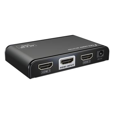 Divisor (Splitter) HDMI 4K de 1 entrada a 2 salidas / Soporta 4K×2K / HDMI 2.0 /  HDCP 2.2 / HDMI 3D / Longitud del cable de Entrada ≤30m, Salida ≤25m / Divide 1 Entrada de video HDMI  a 2 Salidas de Video HDMI (Simultaneas).