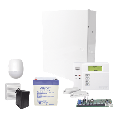 Kit de alarma de intrusión cableado VISTA-48LA con sensor de movimiento, contactos magnéticos, sirena de 15 W, batería y transformador