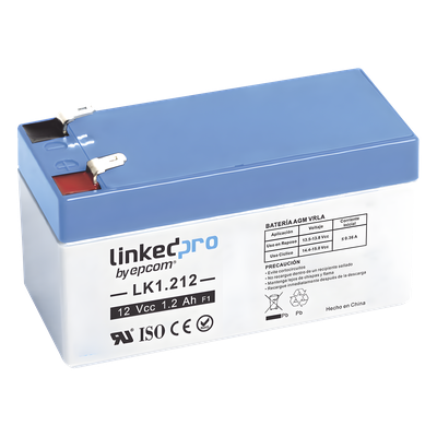 Batería de respaldo 12V | 1.2 Ah | AGM | Especial para seguridad electrónica | UPS | Sistemas de Emergencia  | Vida útil 5 años | Terminales F1  + Adaptador F2