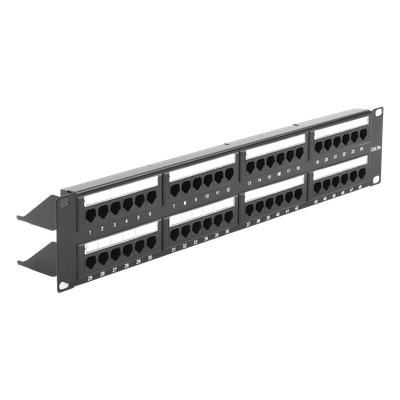 Panel de Parcheo de Impacto (110) UTP de 48 Puertos Cat5e 19 Pulgadas (48.26 cm), 2U con Barra para Organizar Cable - Imagen 4