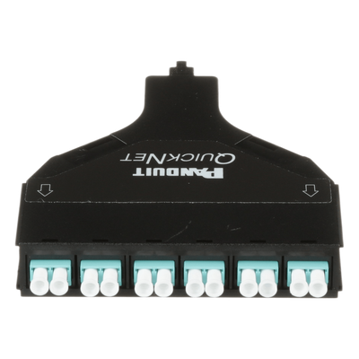 Cassette de Fibra Óptica SFQ QuickNet™ de 6 Adaptadores LC Dúplex (12 Fibras) a MPO, Para Fibra Multimodo OM4, Método A, Color Negro - Imagen 4