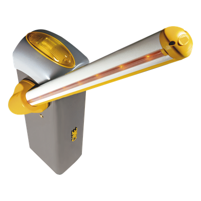 Kit de barrera GARD 4 con mástil Italiano / Izquierda y derecha configurable en campo / Incluye Iluminación LED Rojo/Verde / Pluma de 3.75 m / Cúpula con iluminación LED / Resorte Rojo CAME 