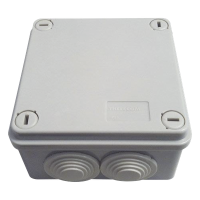 Caja Tipo Estanca IP55, con 6 Entradas, Tapa y Tornillo de Vuelta de 1/4, 100 x 100 x 50 mm (3.94 x 3.94 x 1.97 Pulgadas), Color Gris