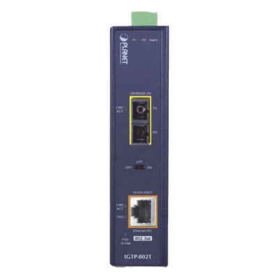 Convertidor de medios industrial PoE+ 1000BASE-SX a 10/100/1000BASE-T 802.3at (SC,MM) -550 m - Imagen 4