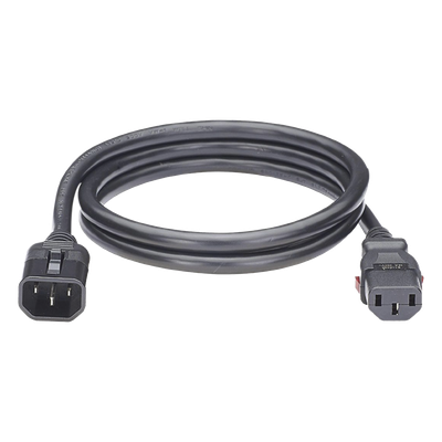 Cable de Alimentación Eléctrica Con Bloqueo de Seguridad, de IEC C14 a IEC C13, 1.2 Metros de Largo, Color Negro, Paquete de 10 Piezas