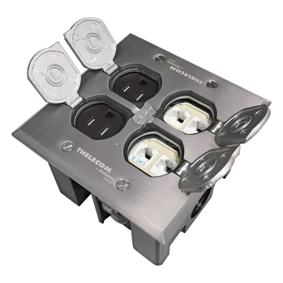 Caja de Piso con Tapa Abatible de Aluminio para| Energía + Voz/Datos para uso en Interior - Imagen 3