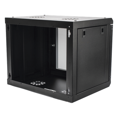 Gabinete de Pared de 9U con Puerta de Cristal Templado, 455 mm de Profundidad, Rack de 19'', Acero Reforzado Color Negro. - Imagen 4
