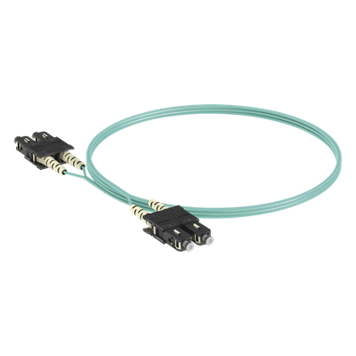 Jumper de Fibra Optica Multimodo 50/125 OM3, SC-SC Duplex, OFNR (Riser), Color Aqua, 3 Metros (9.84 Pies)