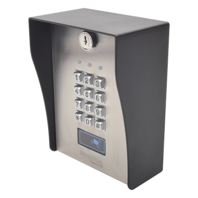 Teclado exterior/interior antivandálico, 3 relevadores, 50 códigos de visitantes, 1200 usuarios
