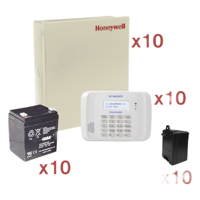 Kit de 10 paneles de alarma cableados de 8 zonas con teclado inalámbrico, batería y transformador, para instaladores
