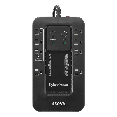 UPS de 450 VA/260 W, Topología Standby con Modo Ahorrador ECO, Entrada 120 Vca NEMA 5-15P, Con 8 Tomas NEMA 5-15R 