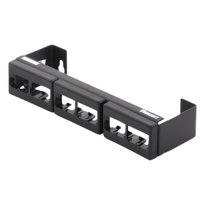 Panel de Parcheo Modular (Sin Conectores), de 12 Puertos Mini-Com, Instalación en Pared con Montaje Incluido, Color Negro - Imagen 3
