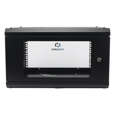 Gabinete de Pared con Puerta de Cristal Templado, 455mm de Profundidad, 6U Rack de 19'', Acero Reforzado