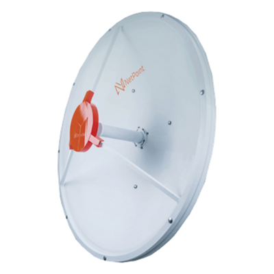 Antena de parabola profunda, blindada, con supresión al ruido de 3 ft, 4.5-5.5 GHz, Ganancia 34 dBi con SLANT de 45 ° y 90 °, ideal para hasta 60 km, Conectores N-hembra, montaje.