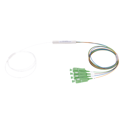 Splitter (Divisor Óptico) tipo PLC, de 1x4, conectores SC/APC de salida
