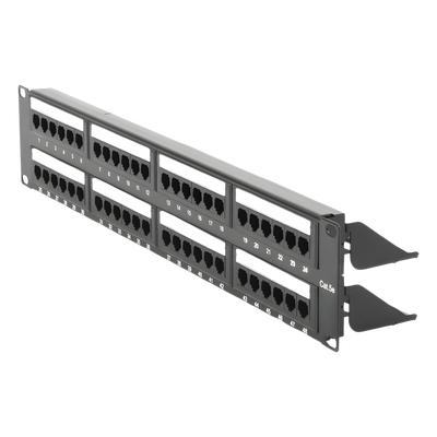Panel de Parcheo de Impacto (110) UTP de 48 Puertos Cat5e 19 Pulgadas (48.26 cm), 2U con Barra para Organizar Cable - Imagen 3