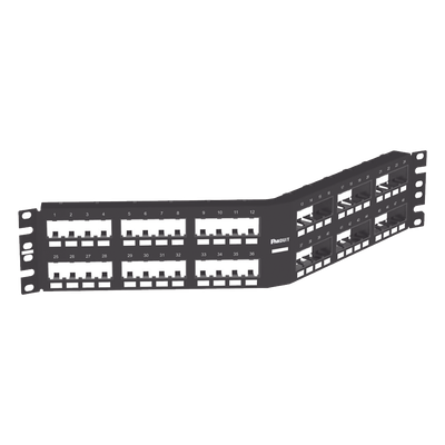 Panel de Parcheo Modular Mini-Com (Sin Conectores), Angulado Instalación la Ras, Sin Blindaje, de 48 Puertos, 2UR