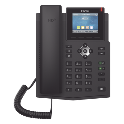 Teléfono IP empresarial para 4 líneas SIP con pantalla LCD de 2.8 pulgadas a color, puertos Gigabit, IPv6, Opus y conferencia de 3 vías, PoE