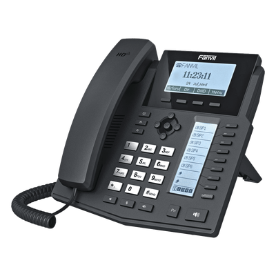 Teléfono IP Empresarial Para 6 Líneas SIP con Voz HD con 2 Pantallas LCD, 8 teclas BLF y Conferencia de 3 vías con Soporte Para PoE